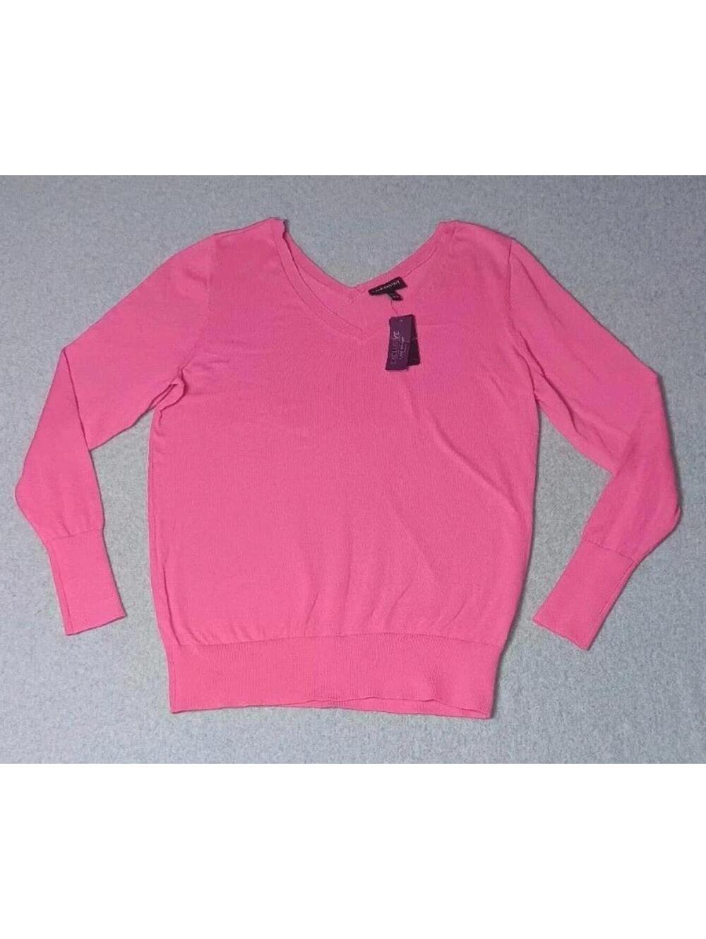 NWT! Lane Bryant Long Sleeve Sweater Womens Size 14/16 Pink Vneck